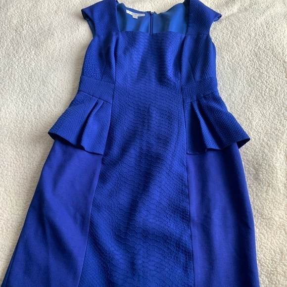 Kay Unger Dress Cobalt Blue Peplum Design Dress size 10 - Picture 2 of 16